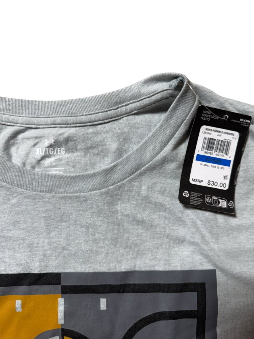 Under Armour Basketball Icon Graphic Tee – Gray Yellow Black – Size XL NWT - Picture 2 of 4